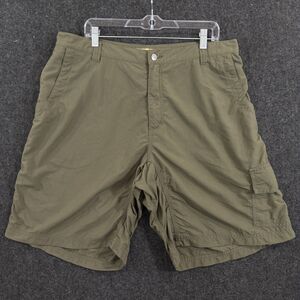 Mountain Khakis Cargo Shorts Men's 36 Green Outdoor Hiking Travel Pockets